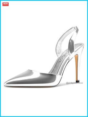 Pointed Toe Slingback Stiletto High Heel Pumps Slip-On Dress Shoes 3.9 Inch